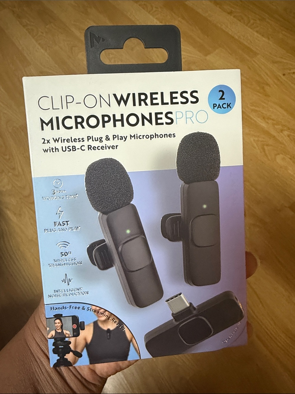 Clip-On Wireless Microphones Pro (Black) - 2 Pack